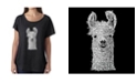 LA Pop Art Women's Dolman Cut Word Art Shirt - Llama